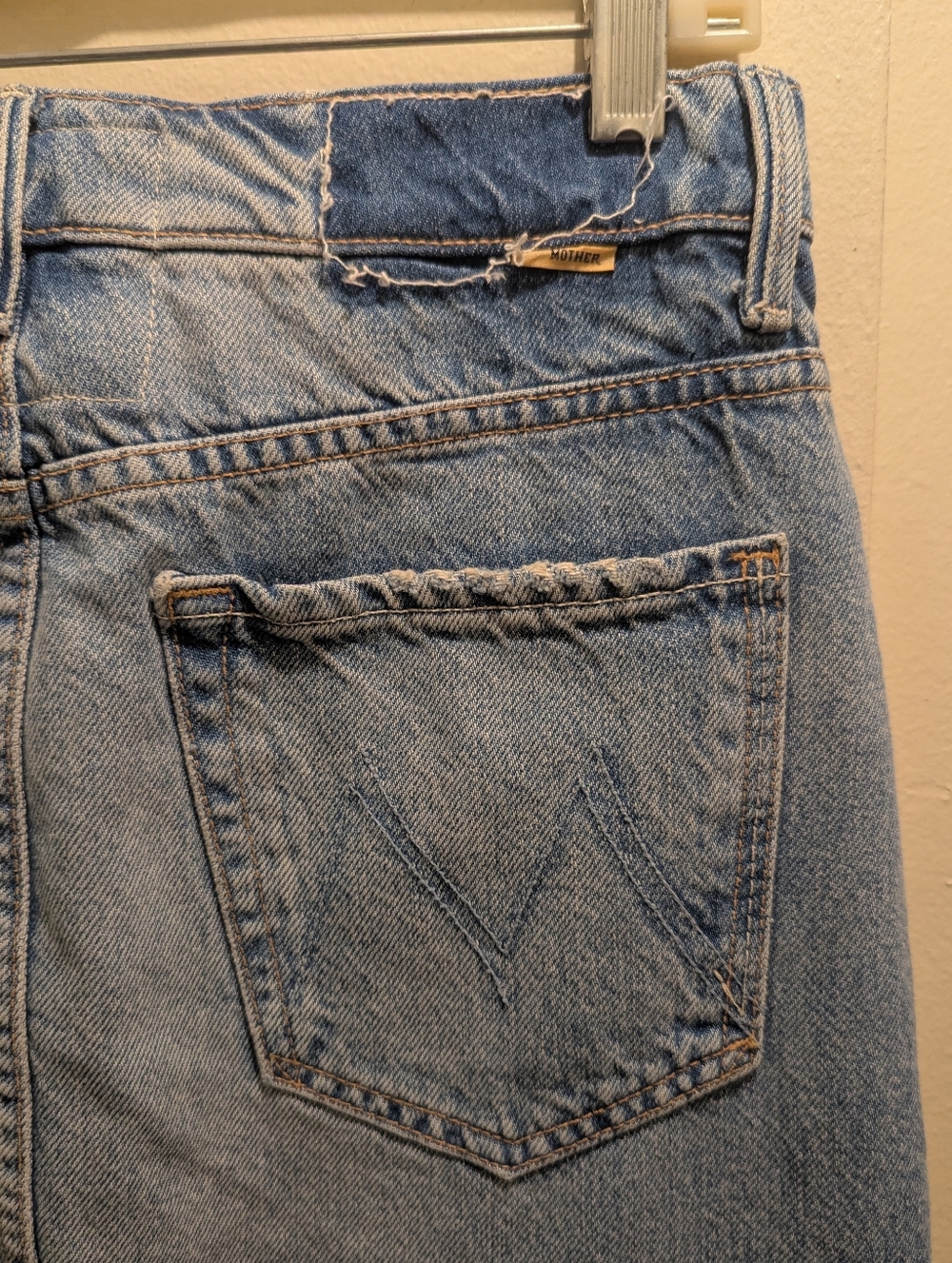 MOTHER The Ditcher Maxi Super Fray Split Denim Jean Skirt Light Blue- 25=0 - Picture 11 of 16